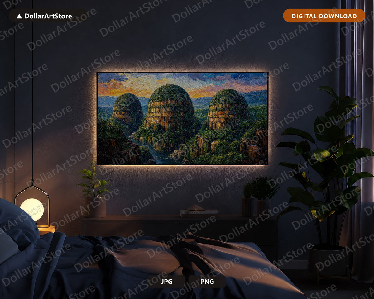 Cozy Textured Landscape Frame TV Art, Samsung Frame TV Digital Download, 4K Nature Scenery