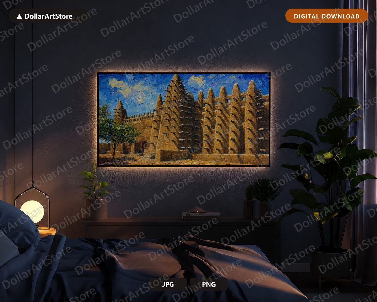 Earthy African Architecture Frame TV Art, Samsung Frame TV Digital Download, 4K Textured Scenery