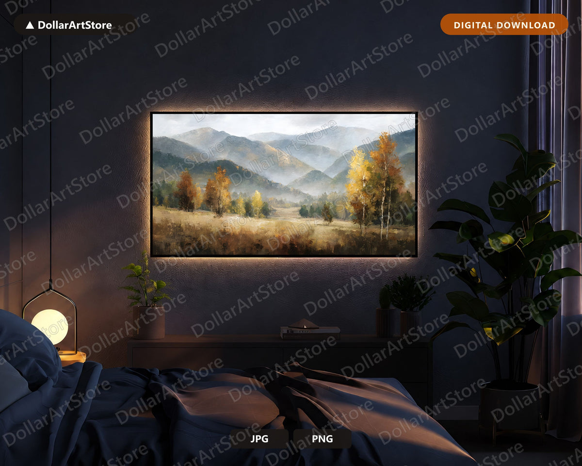 Moody Autumn Mountains Frame TV Art, Samsung Frame TV Digital Download, 4K Landscape