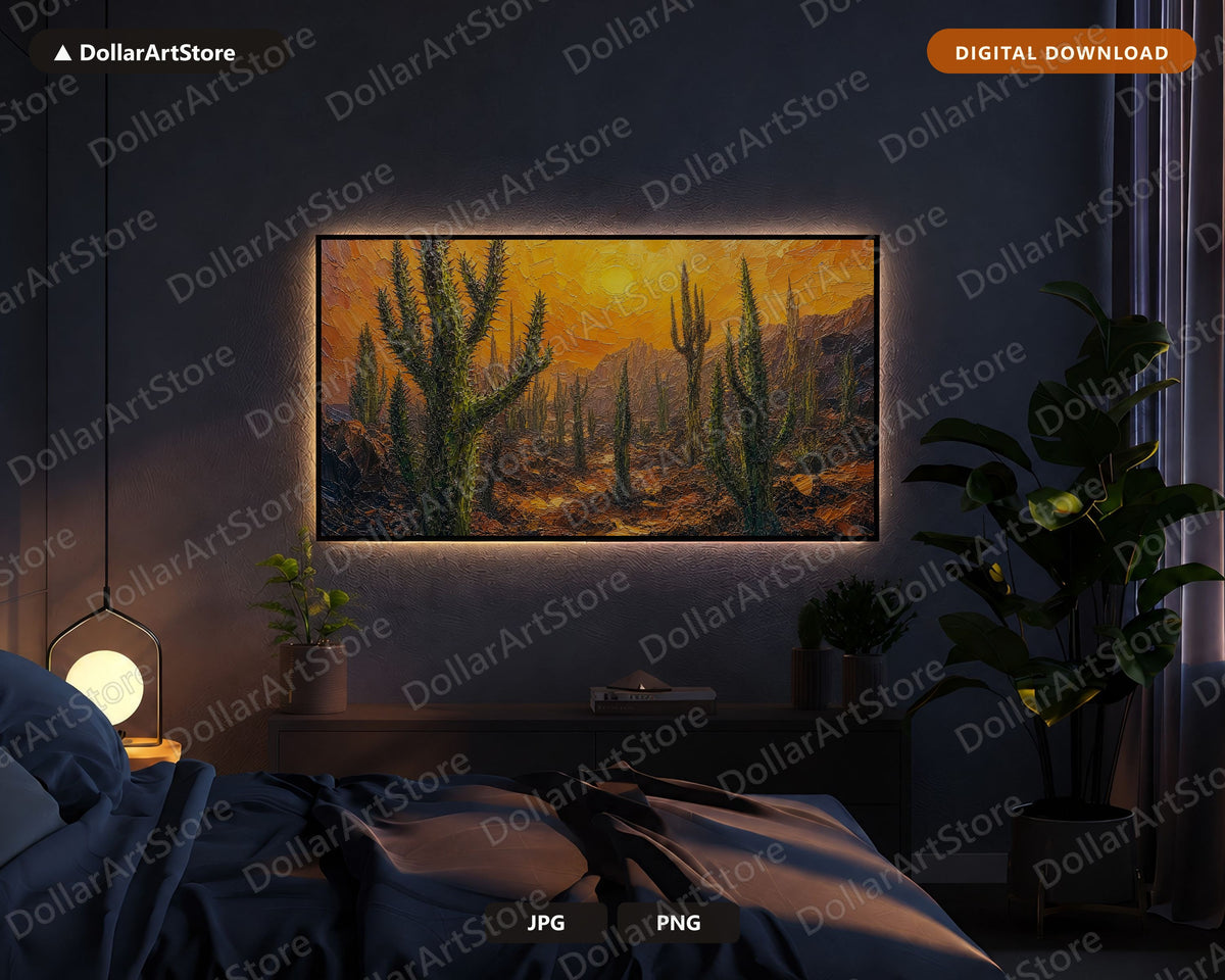 Earthy Desert Landscape Frame TV Art, Golden Hour Scenery, Samsung Frame TV Digital Download 4K
