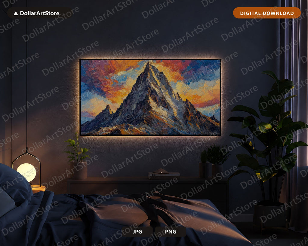 Cozy Desert Mountain Frame TV Art, Textured Landscape Samsung Frame TV Digital Download 4K