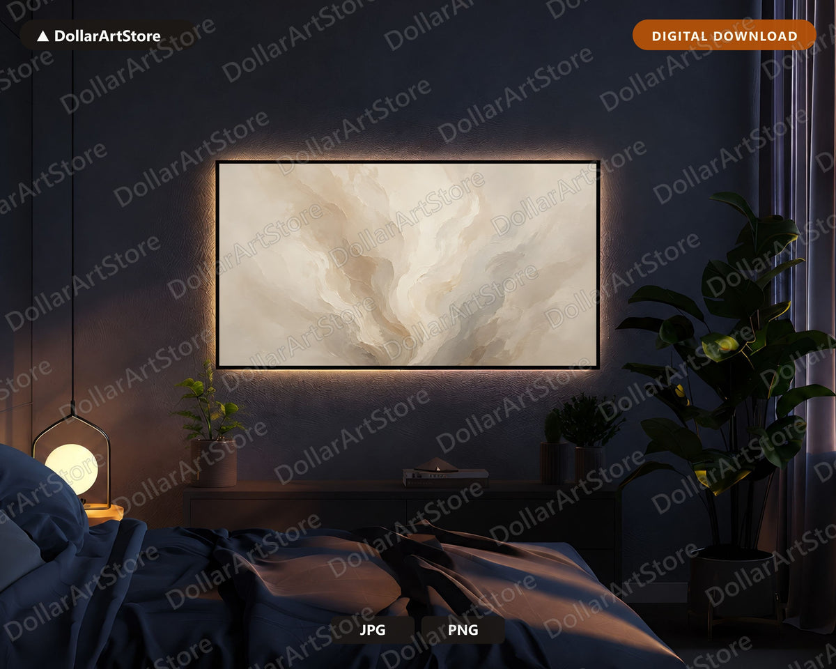 Neutral Abstract Frame TV Art, Samsung Frame TV Digital Download, 4K Minimalist