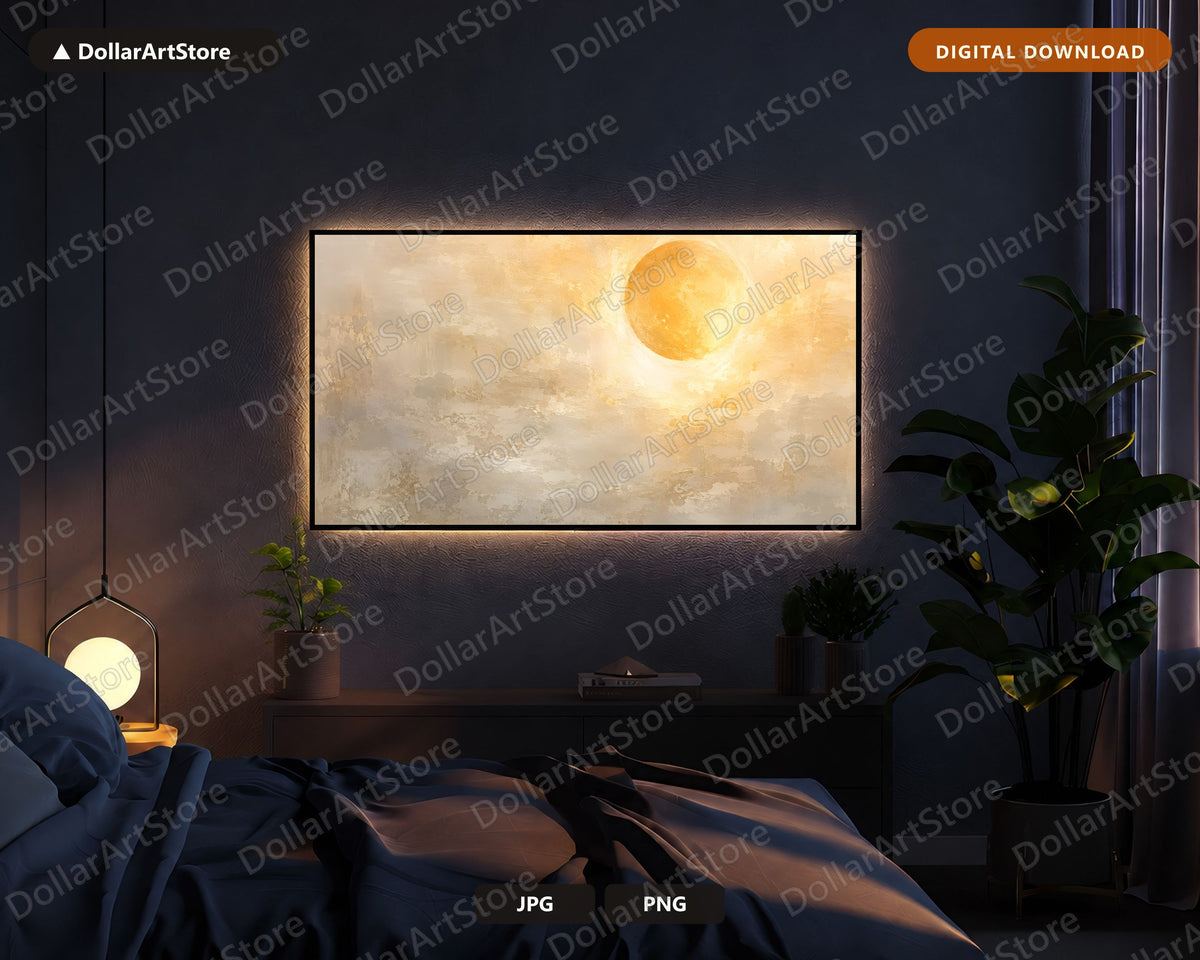 Neutral Halloween Moon Frame TV Art, 4K Samsung TV Digital Download