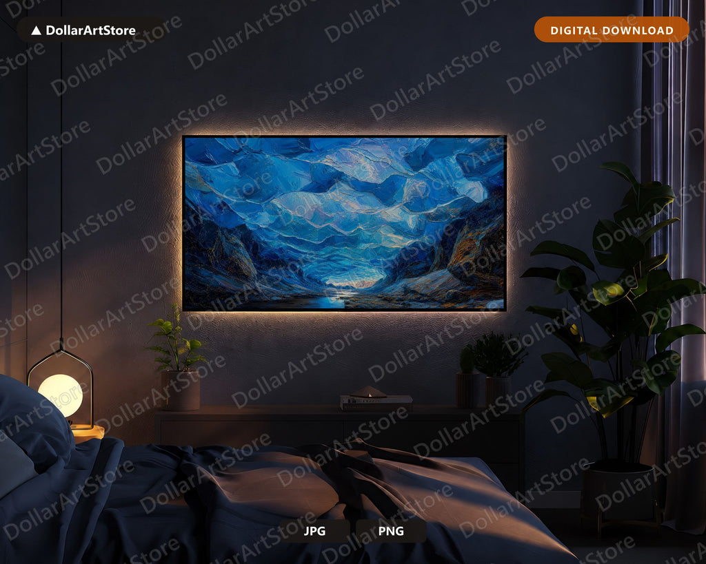 Cozy Arctic Ice Cave Frame TV Art, Samsung Frame TV Digital Download, 4K Textured Scenery