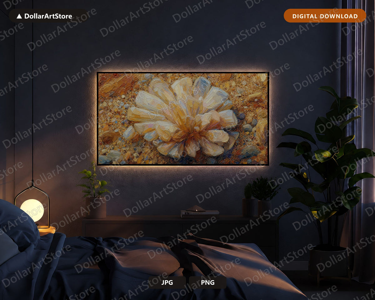 Cozy Textured Floral Frame TV Art, Samsung Frame TV Digital Download, Earthy Botanical Screensaver