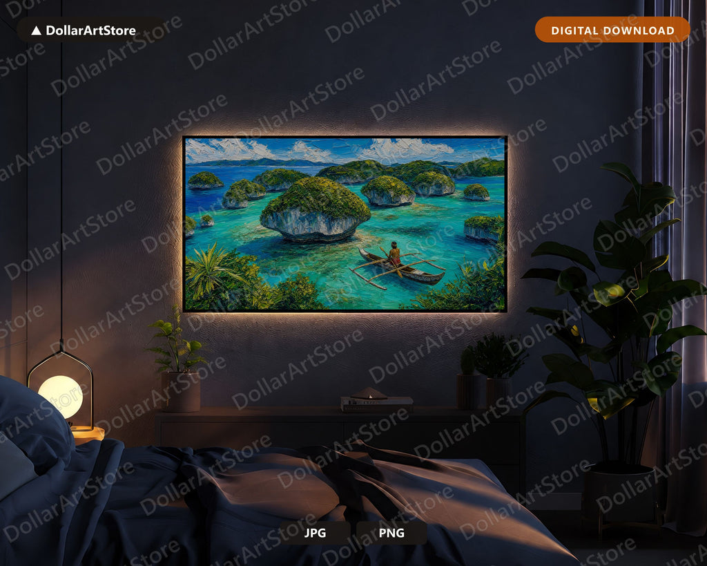 Tropical Island Scenery Frame TV Art, Samsung Frame TV Digital Download, 4K Paradise Landscape