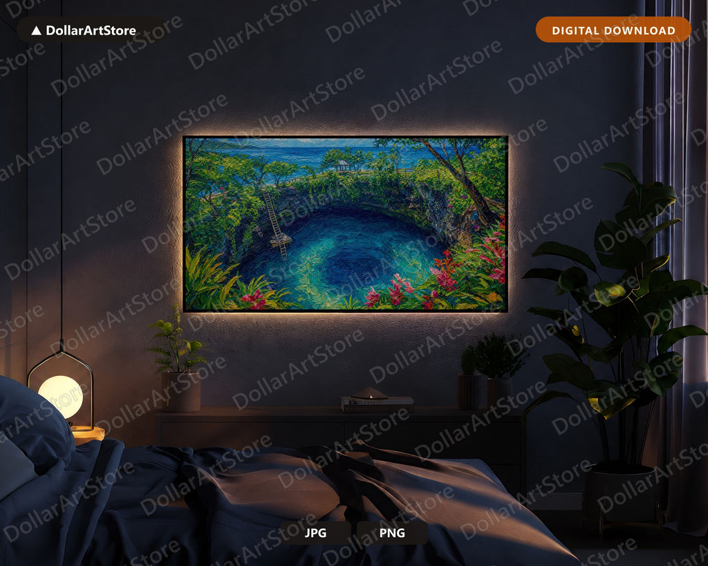 Tropical Ocean Trench Frame TV Art, Cozy Scenery Samsung Frame TV Digital Download, 4K Textured Nature Screensaver