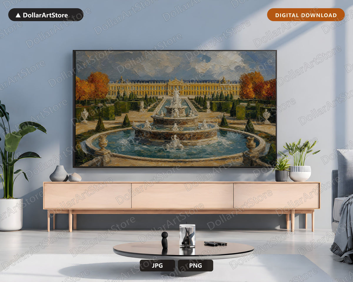 Cozy Palace Garden Frame TV Art, European Baroque Landscape, Samsung Frame TV 4K Digital Download