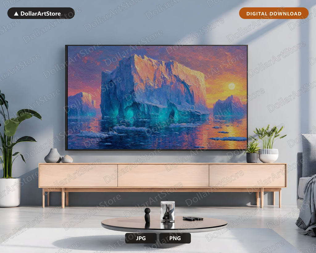 Arctic Icebergs Frame TV Art, Cozy Polar Landscape Samsung Frame TV Digital Download, 4K Textured Scenery