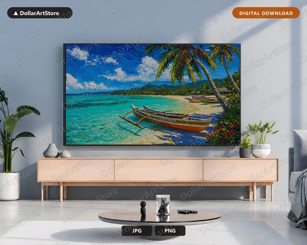 Tropical Beach Frame TV Art, Fiji Coral Coast Samsung Frame Digital Download 4K