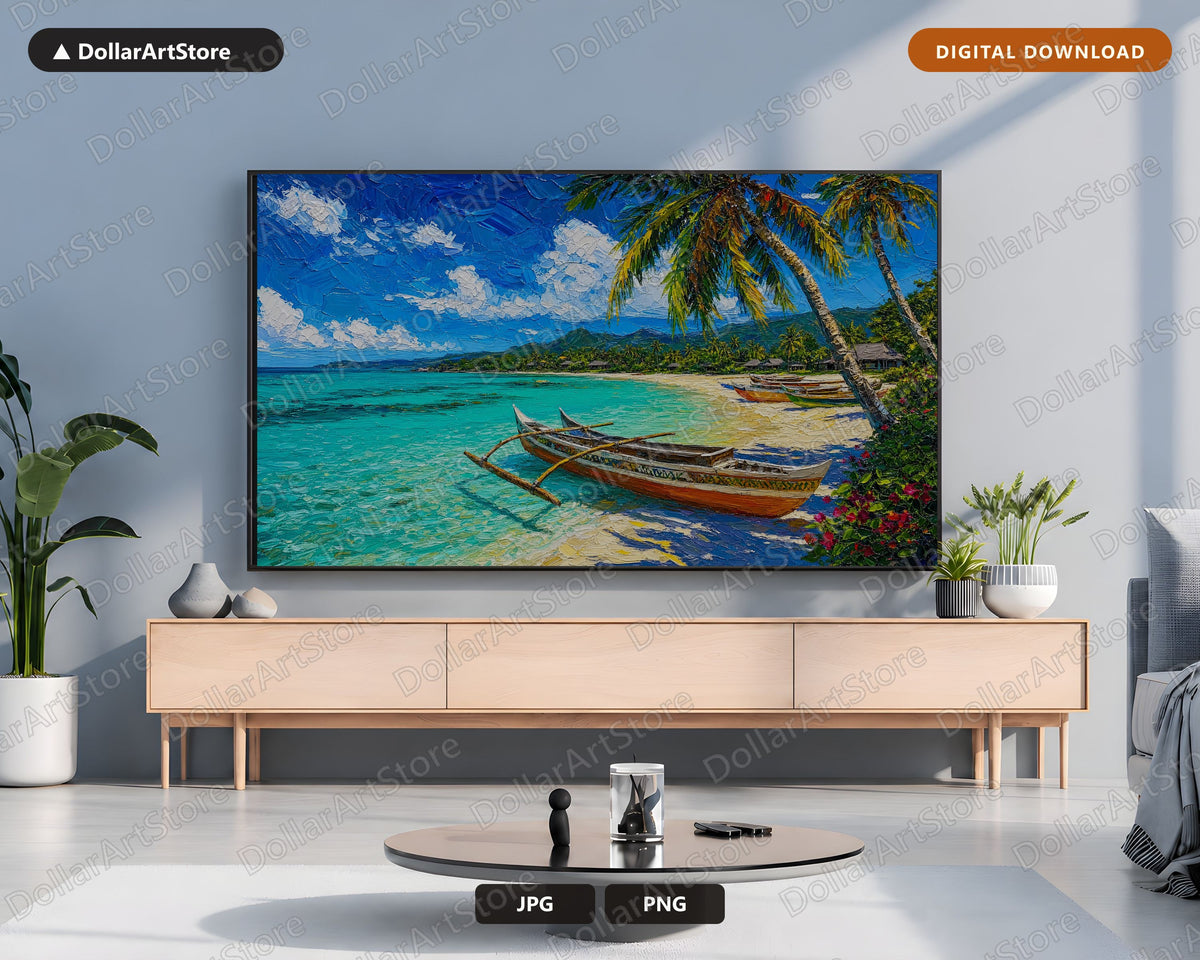 Tropical Beach Frame TV Art, Fiji Coral Coast Samsung Frame Digital Download 4K