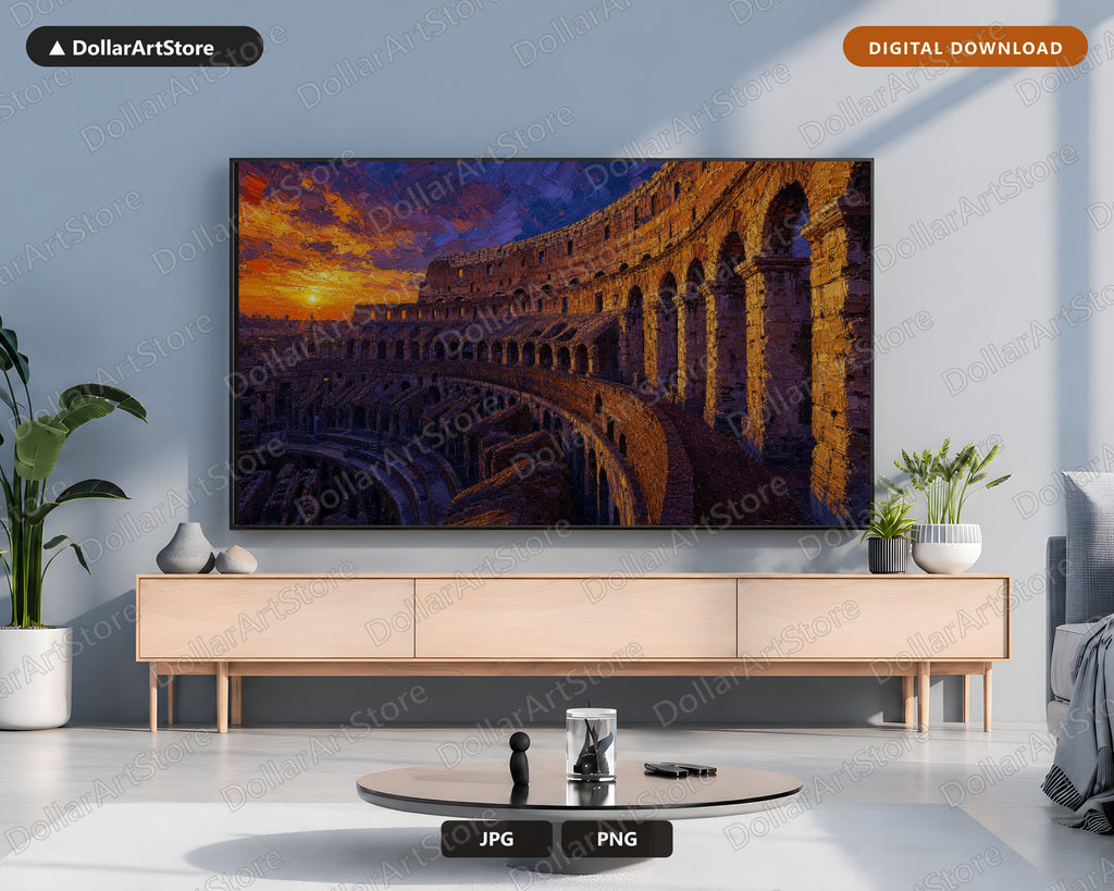 Scenic Roman Colosseum Dusk Samsung Frame TV Earthy 4K Art
