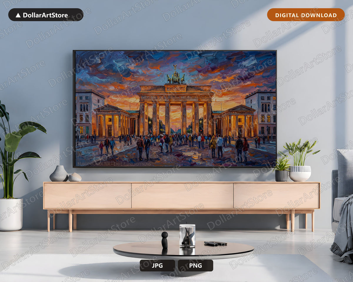 Brandenburg Gate Berlin Frame TV Art, Cozy Textured Landscape, Samsung 4K TV Screensaver Download