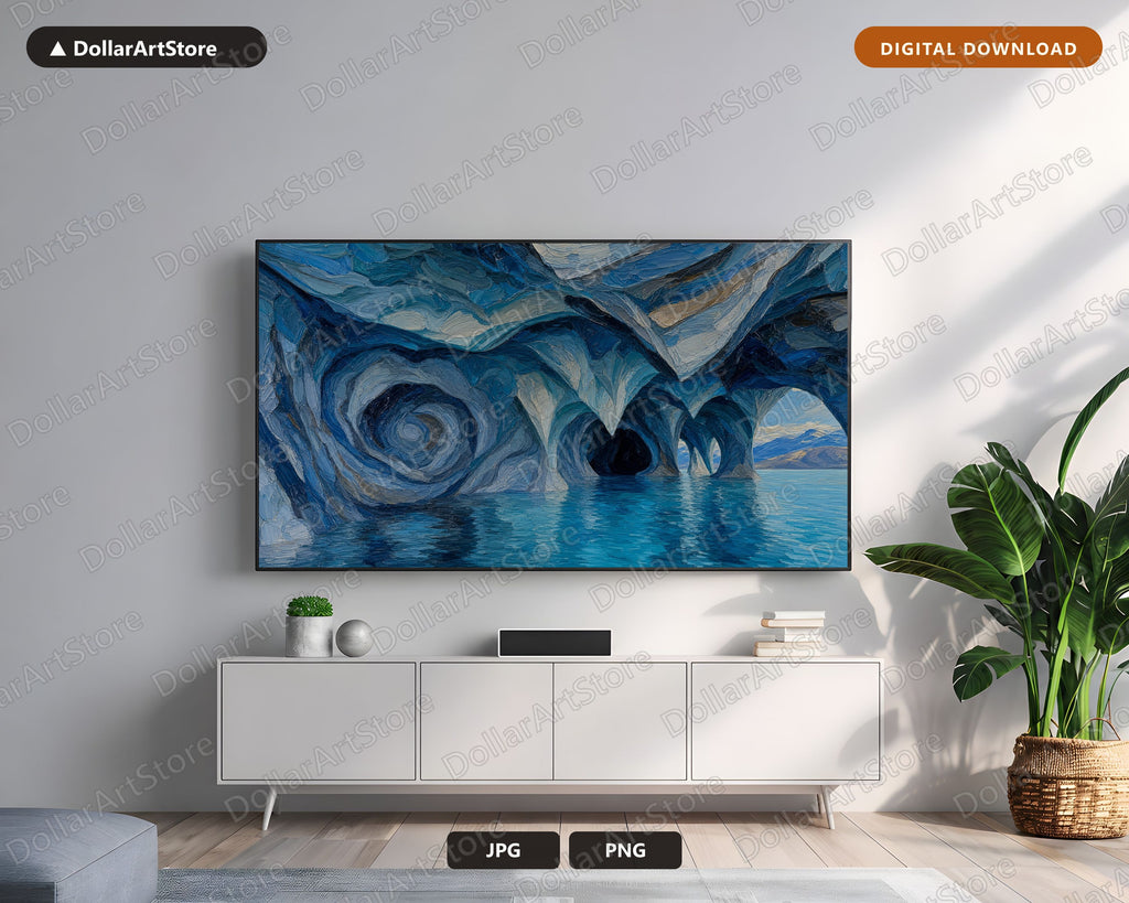 Cozy Arctic Ice Caves Frame TV Art, Samsung Frame TV Digital Download, 4K Textured Screensaver