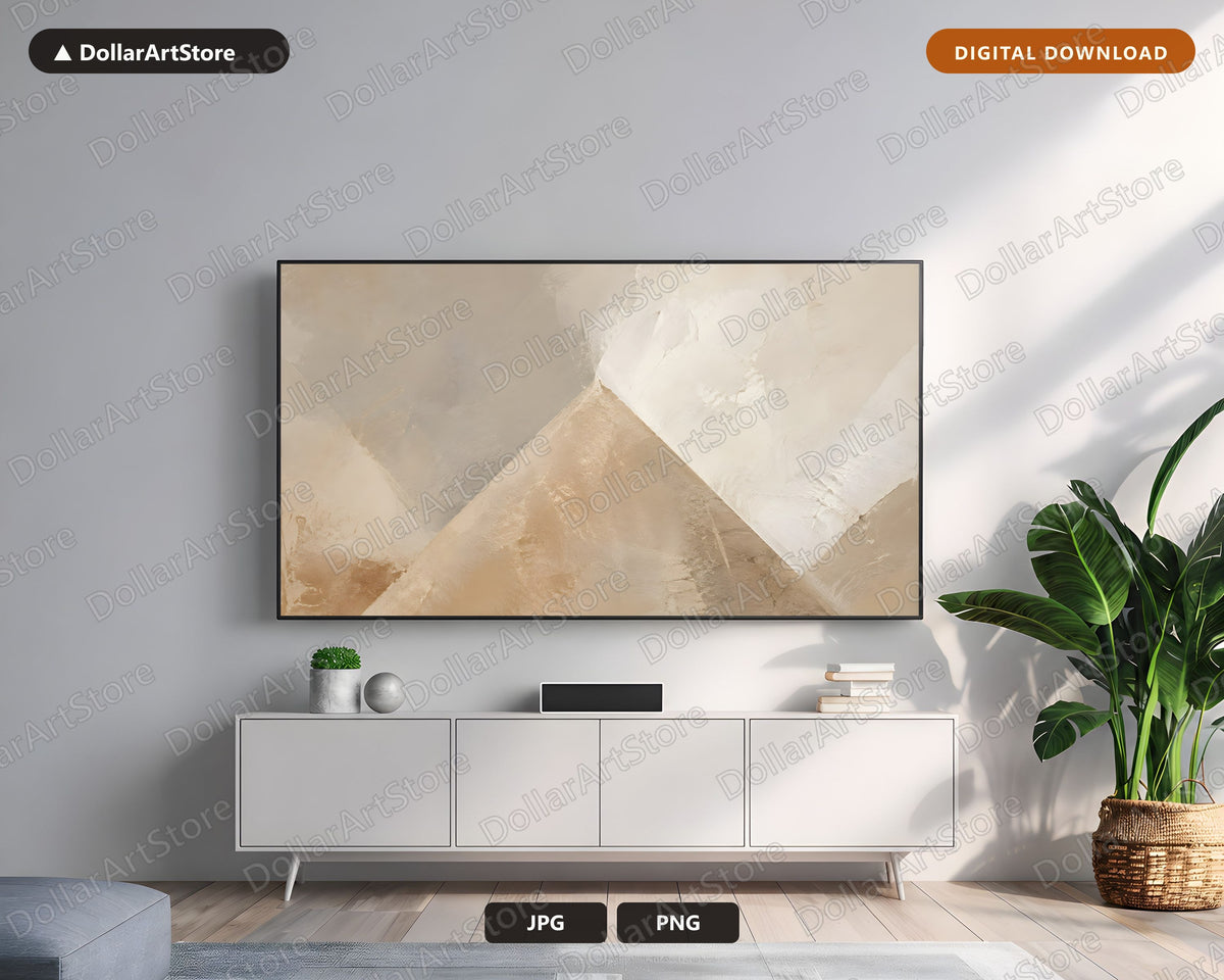 Neutral Abstract Frame TV Art, Samsung Frame TV Digital Download, 4K Minimalist Aesthetic
