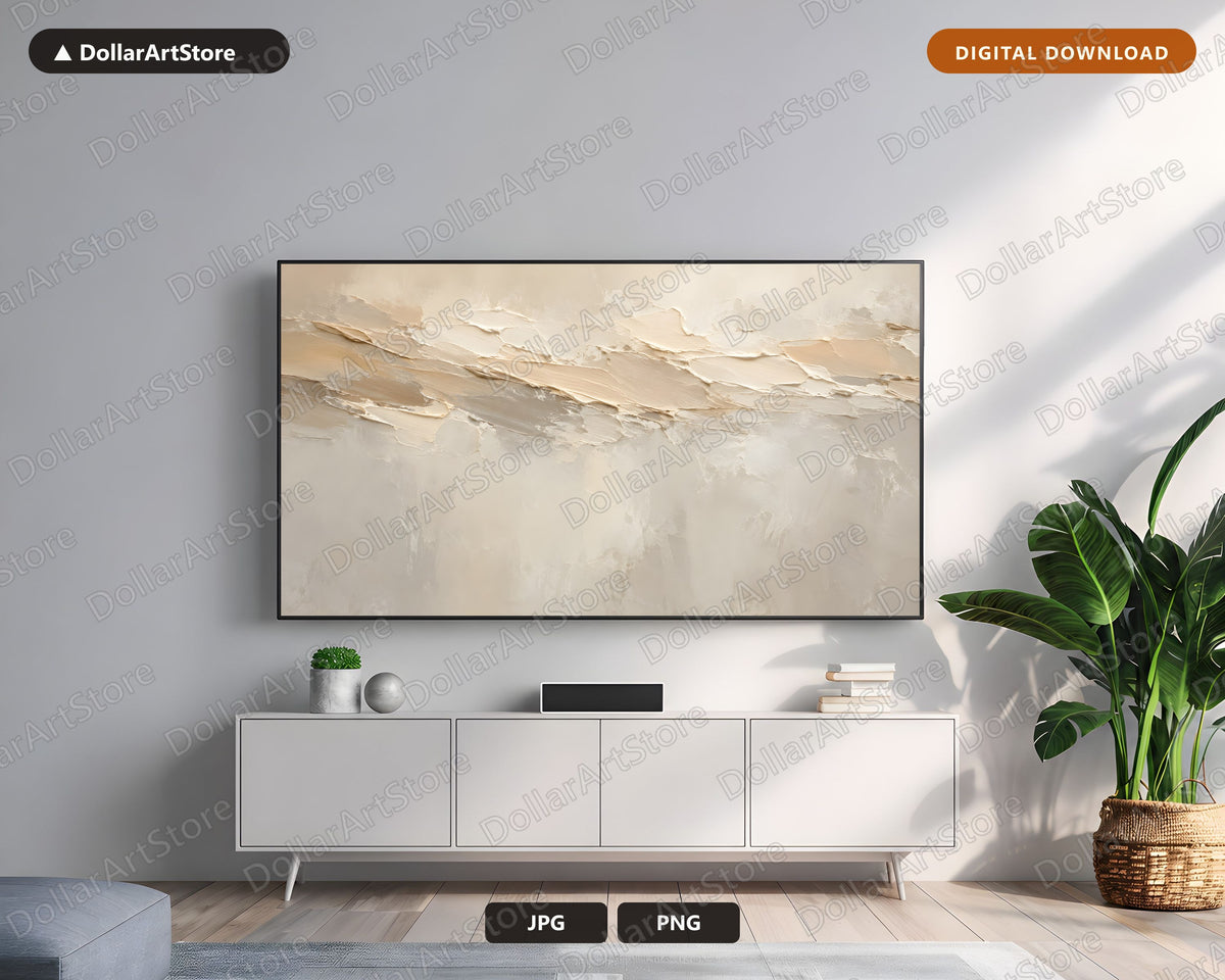 Neutral Abstract Frame TV Art, Samsung Frame TV 4K Digital Download, Beige Minimalist Screensaver