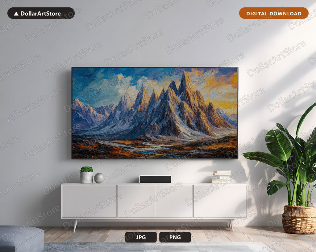 Earthy Mountain Landscape Textured Samsung Frame TV Art