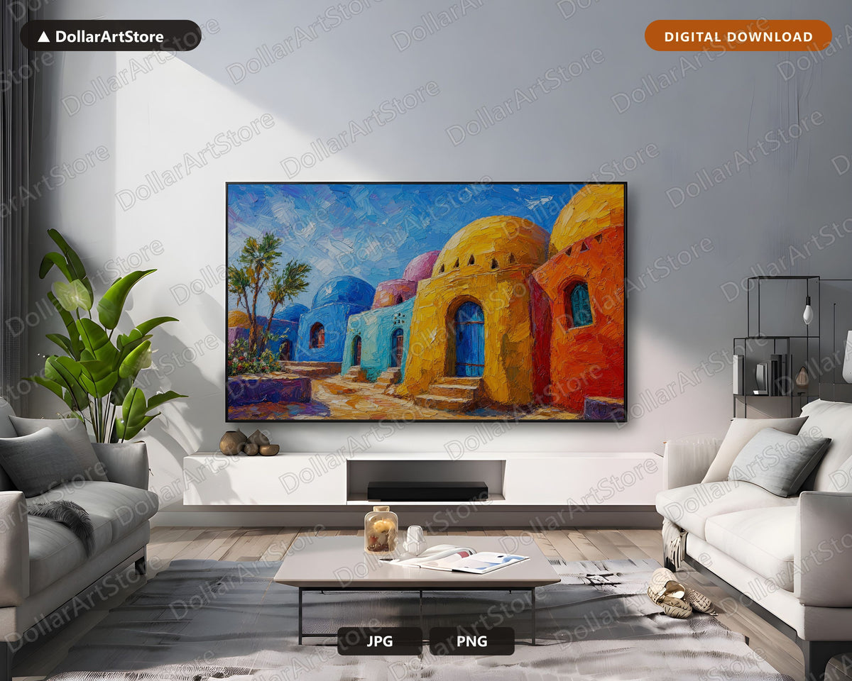Colorful North Africa Frame TV Art, Samsung Frame TV Digital Download, 4K Textured Scenic Screensaver
