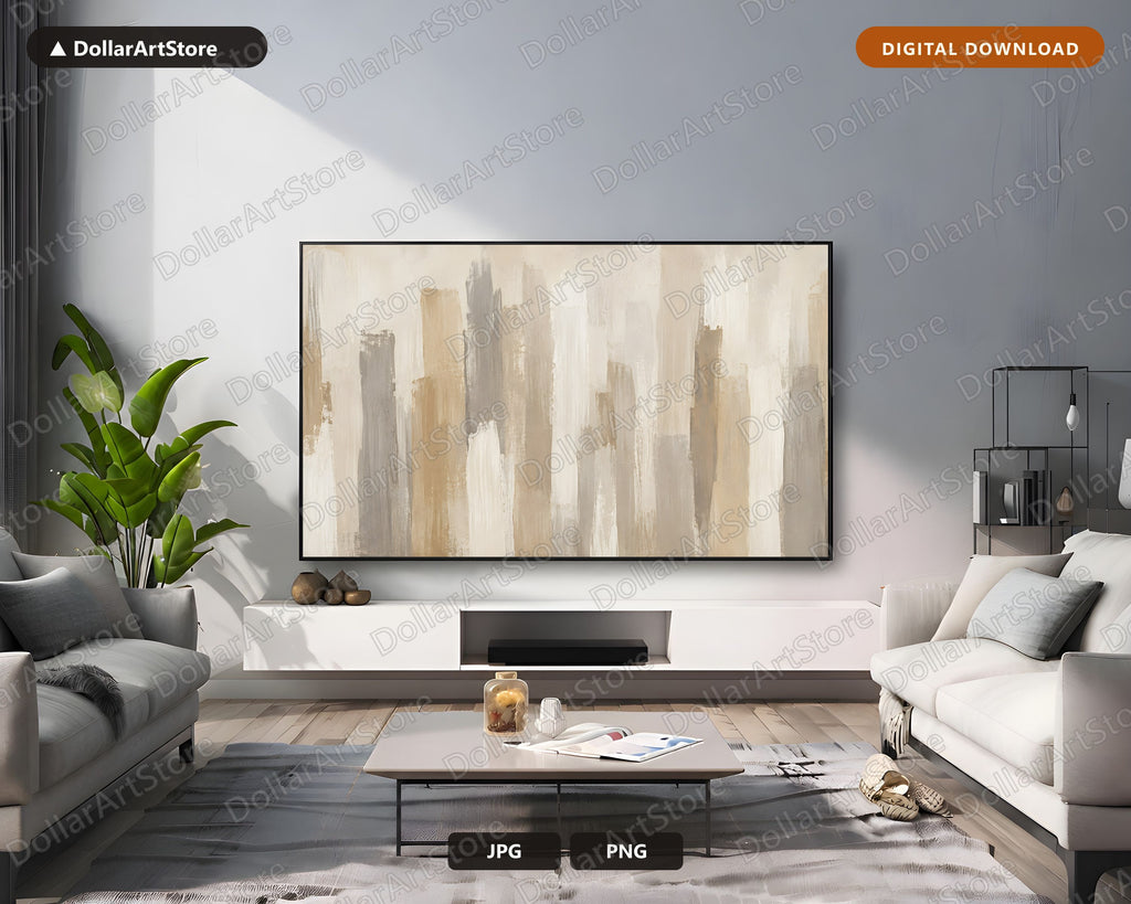 Neutral Abstract Cityscape Frame TV Art, Samsung Frame TV Digital Download, 4K Screensaver