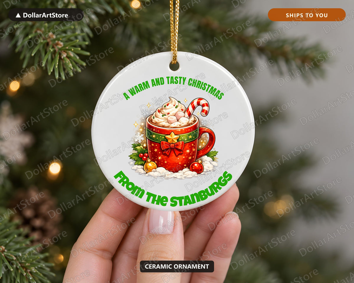 Hot Cocoa Christmas Ornament, Holiday Ceramic Tree Ornament, Festive Gift