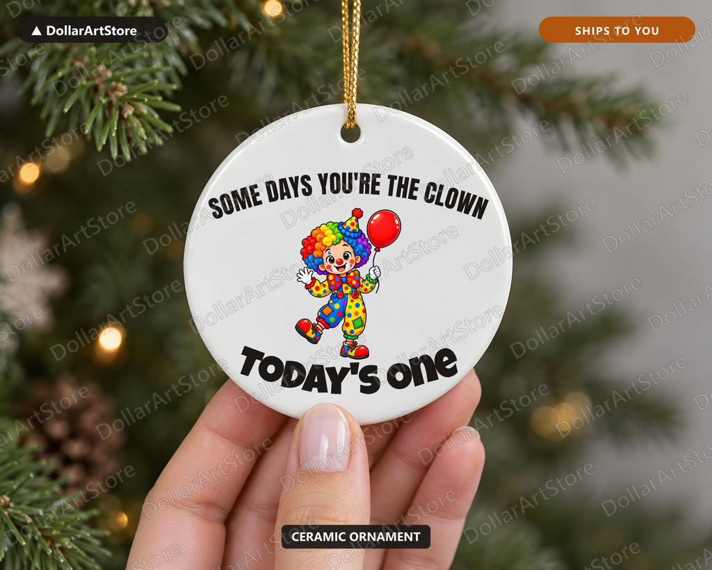 Cute Clown Christmas Ornament, Ceramic Tree Ornament, Holiday Gift