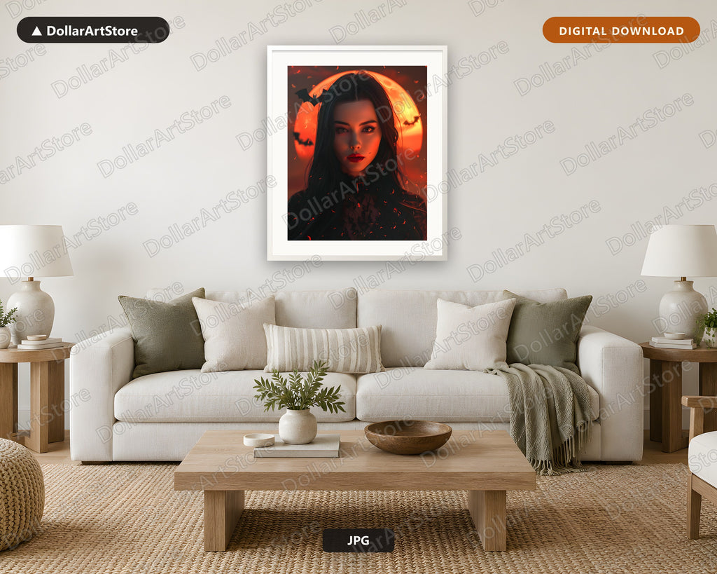 Spooky Woman Gothic Portrait Printable Wall Art Digital Download