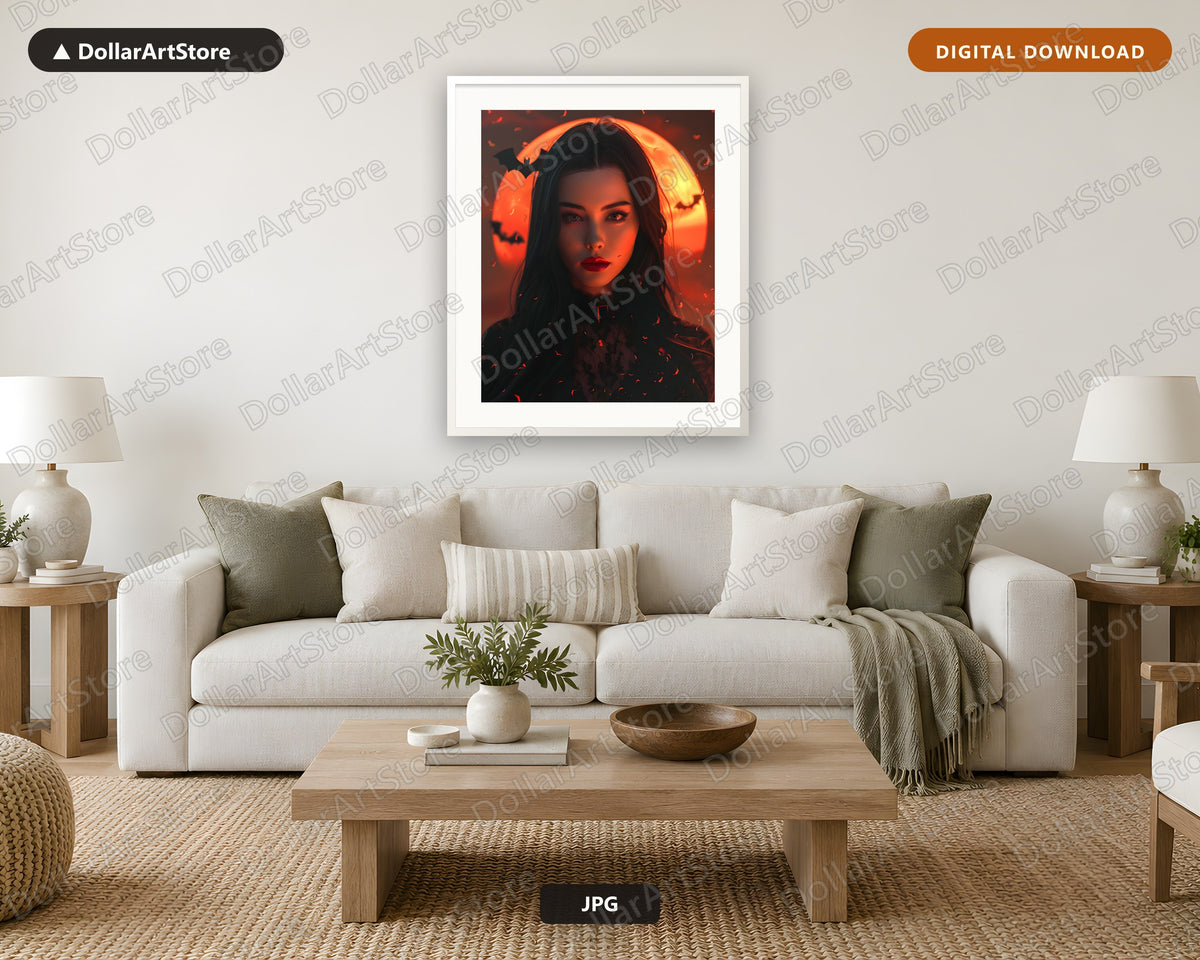 Spooky Woman Gothic Portrait Printable Wall Art Digital Download