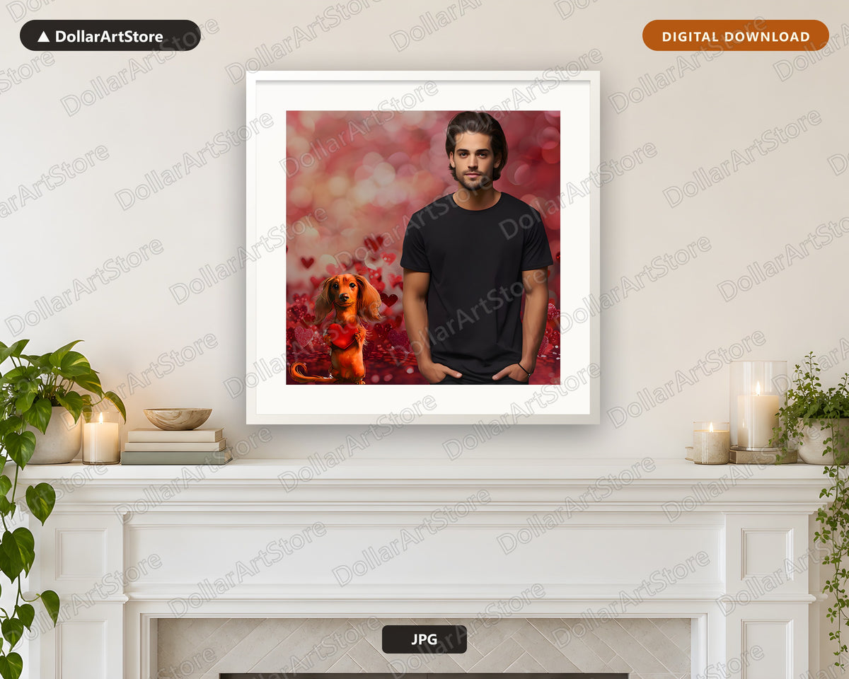 Man and Dog Love Portrait Printable Wall Art Digital Download