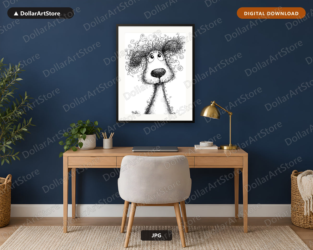 Whimsical Creature Line Drawing Printable Wall Art Digital Download