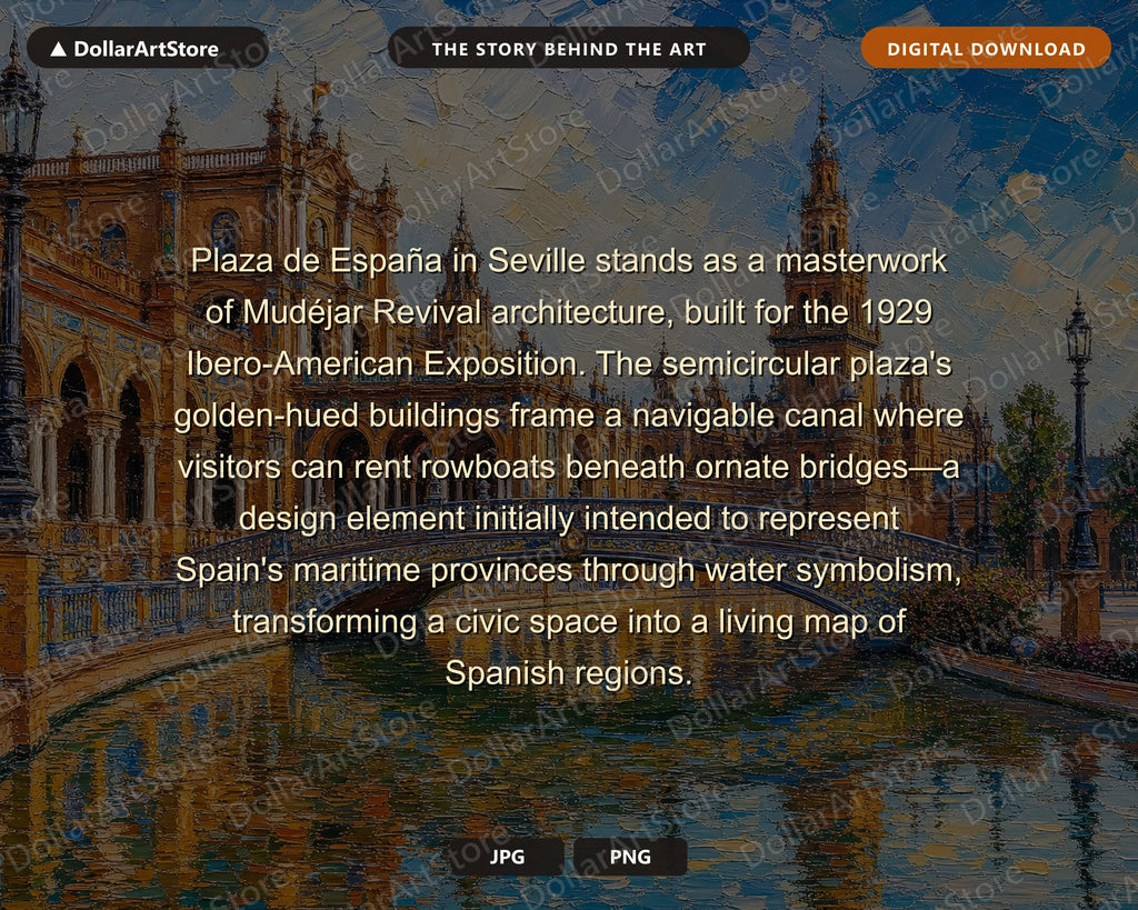 Cozy European Plaza de Espana Palace Frame TV Art of Famous Spanish Landmark