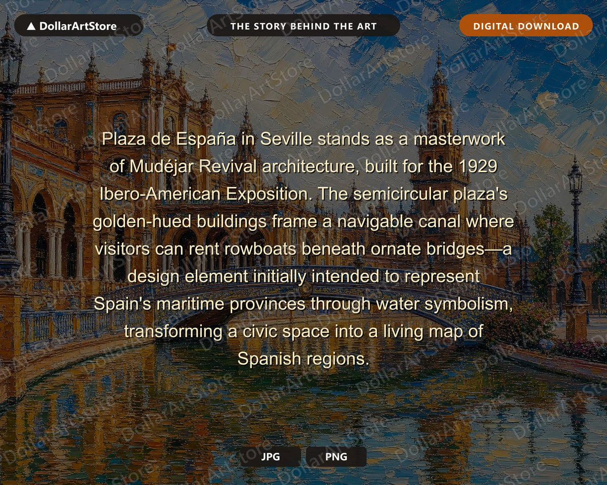Cozy European Plaza de Espana Palace Frame TV Art of Famous Spanish Landmark