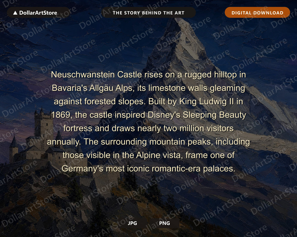 Alpine Castle Mountain Frame TV Art, Cozy Textured Landscape Samsung TV Download, 4K Scenery Screensaver