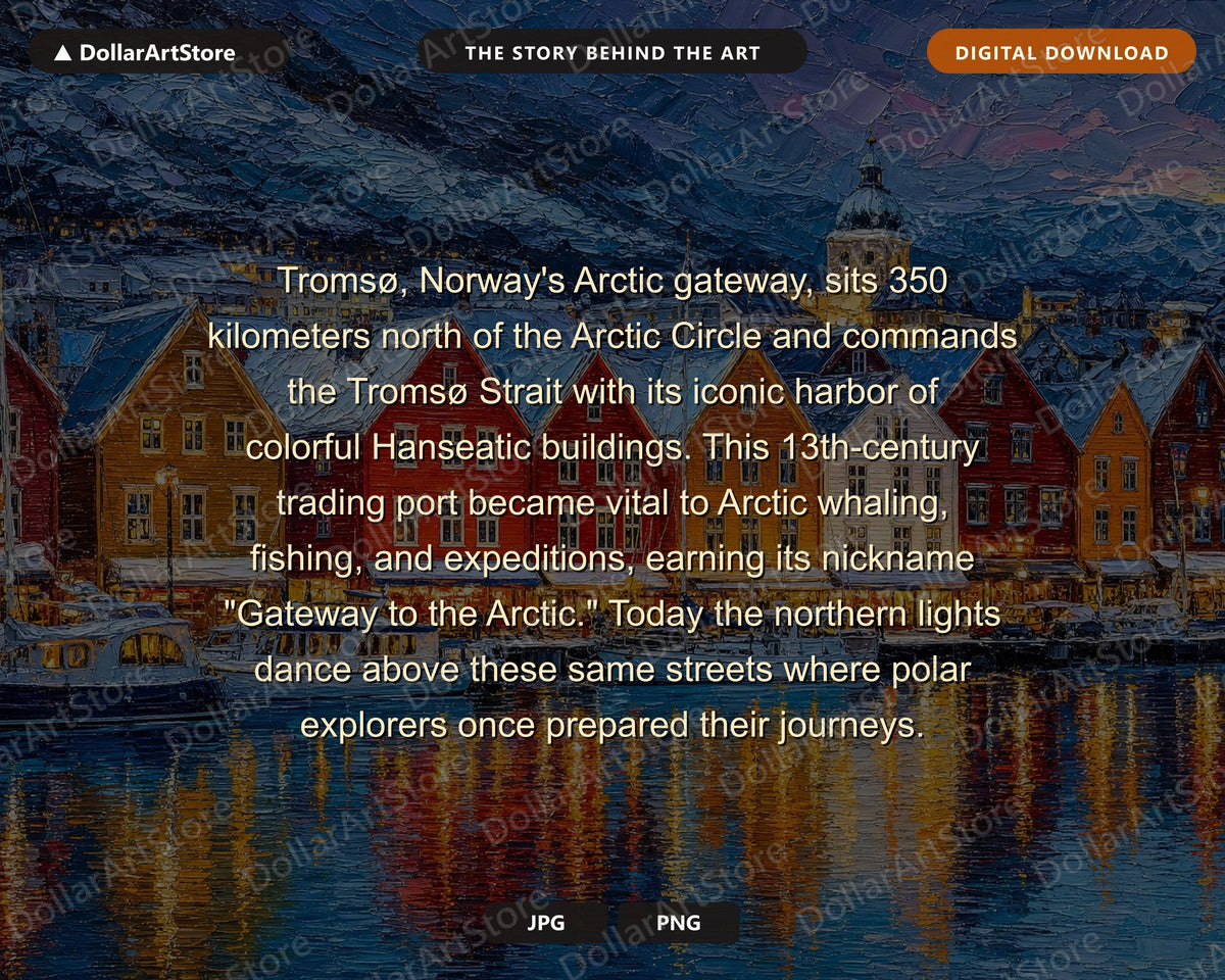 Cozy Scandinavian Harbor Frame TV Art, Winter Coastal Townscape, 4K Samsung TV Digital Download