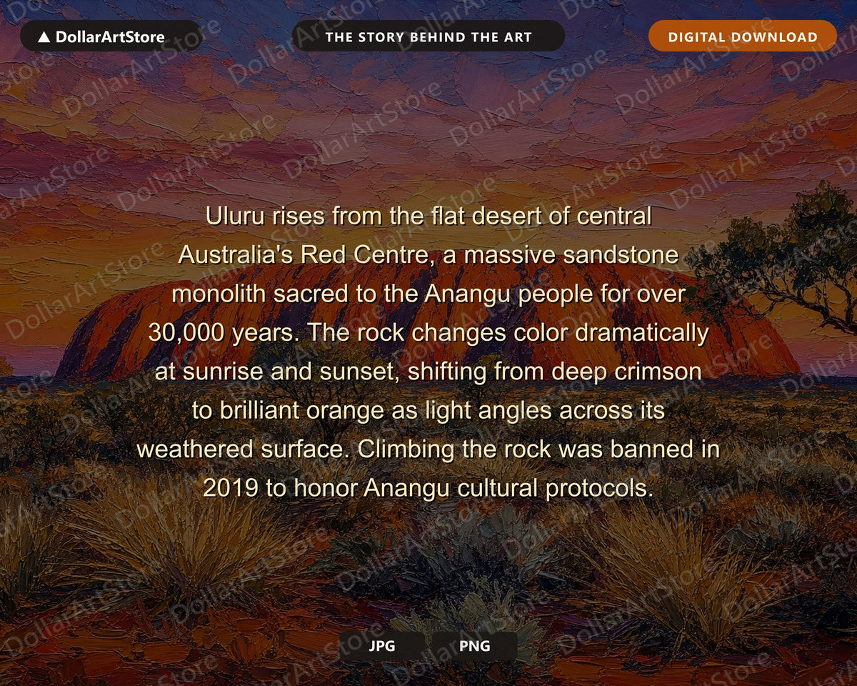 Uluru Sunset Frame TV Art, Cozy Desert Landscape Samsung Frame TV Digital Download 4K