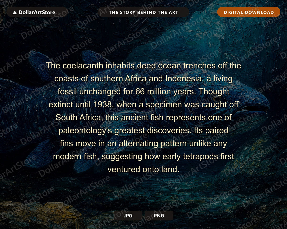 Cozy Dark Underwater Frame TV Art, Samsung Frame TV Digital Download, 4K Coelacanth Screensaver Art