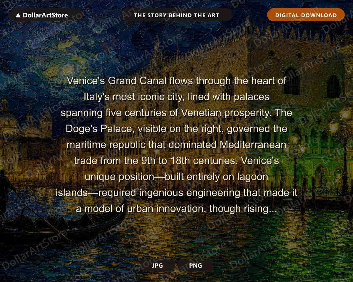 Cozy Venice Grand Canal Night Frame TV Art, Samsung Frame TV Digital Download, 4K Textured