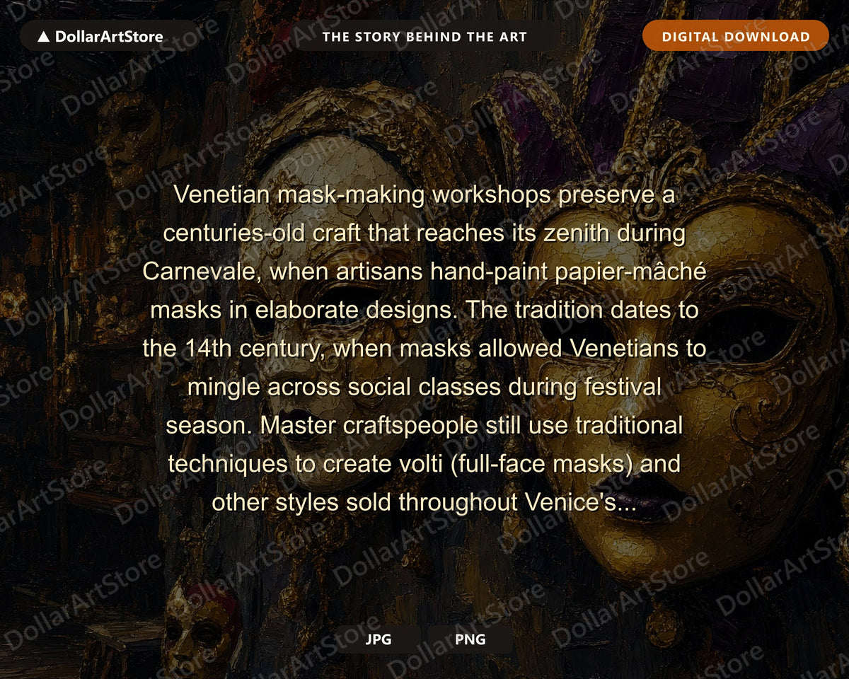 Venetian Mask Workshop Frame TV Art, Moody Dark Gold Samsung Frame TV Digital Download 4K