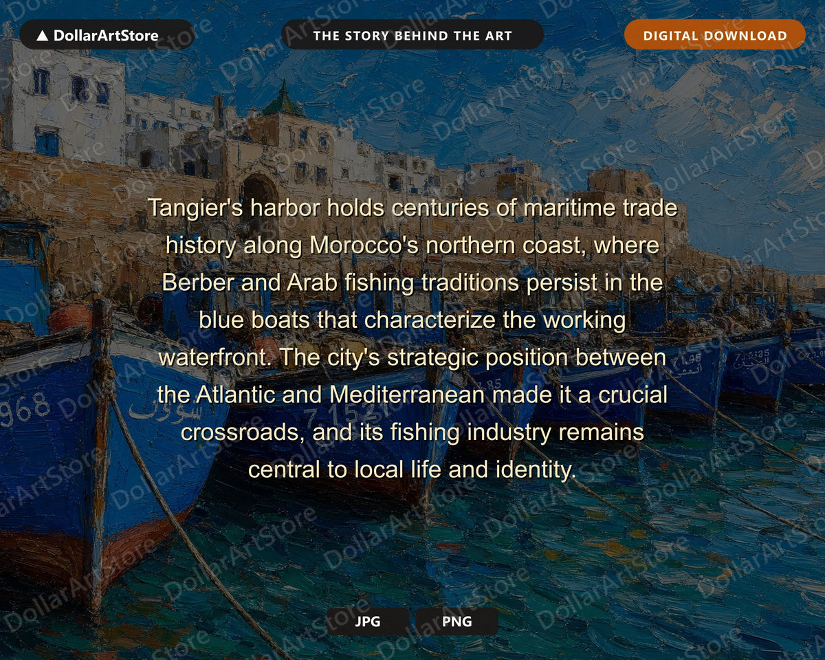 Cozy Coastal Frame TV Art, Blue Fishing Boats Scenery, Samsung Frame TV Digital Download 4K