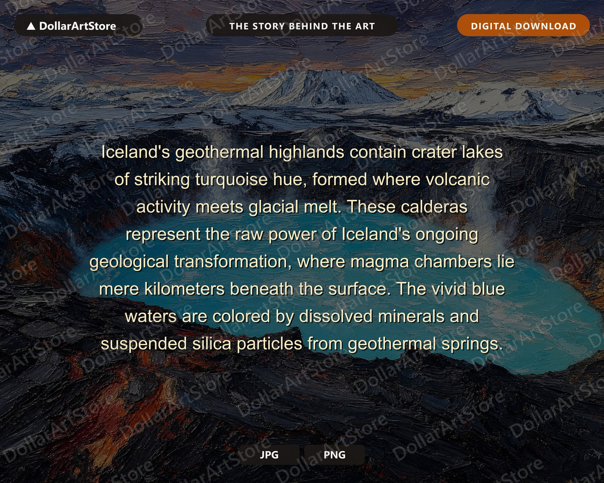 Arctic Geothermal Frame TV Art, Textured Volcano Lake Landscape, 4K Samsung TV Screensaver Download
