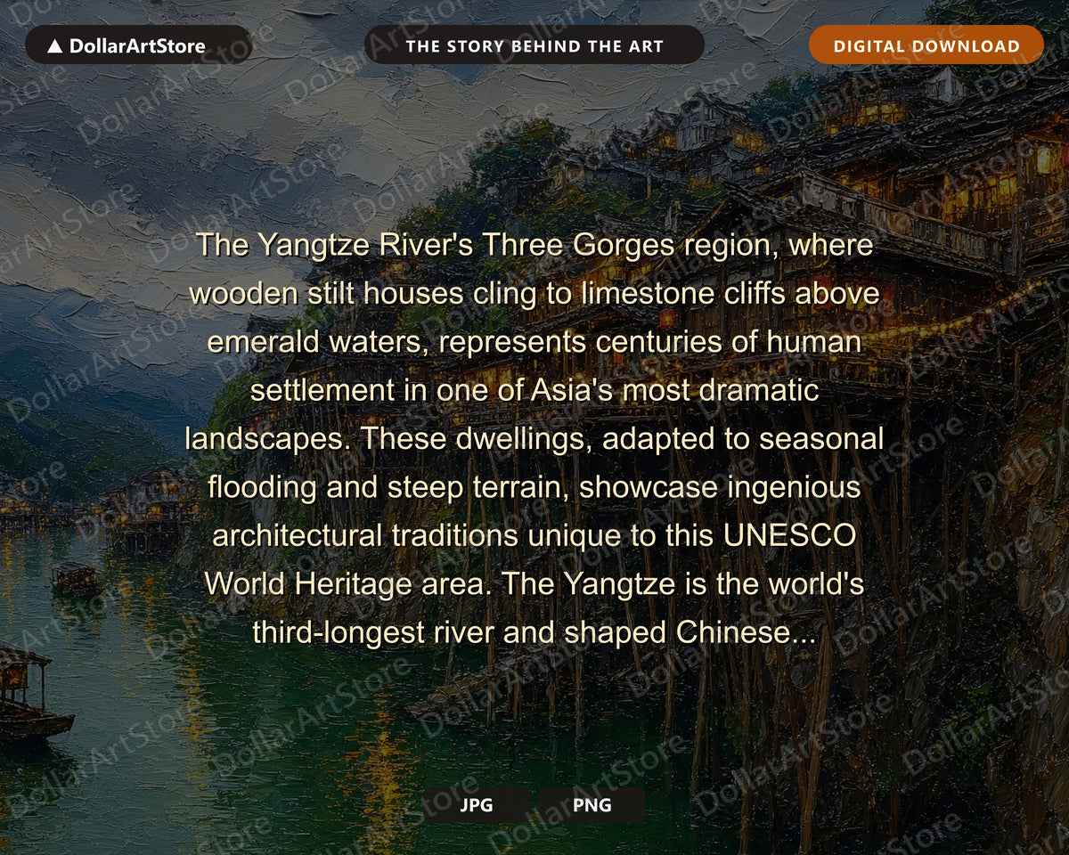 Cozy East Asia Village Frame TV Art, Samsung Frame TV Digital Download, 4K Textured Scenery