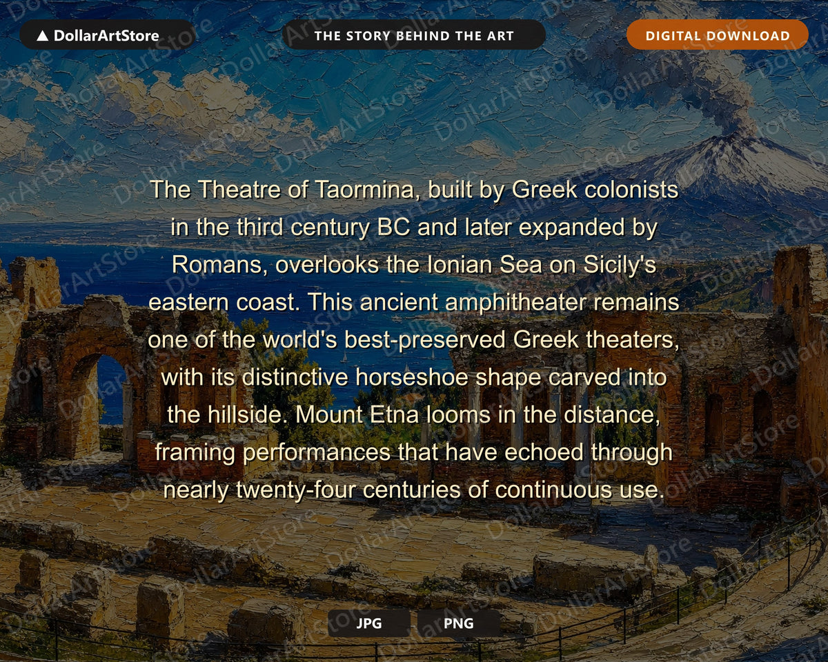 Cozy Mediterranean Frame TV Art, Ancient Theatre Taormina Sicily, Samsung Frame TV Digital Download 4K