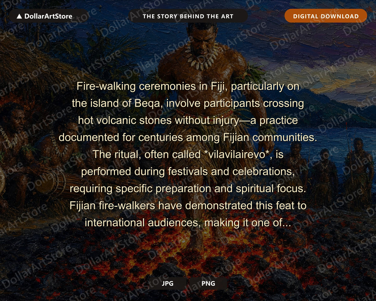 Intense Textured Frame TV Art, Fiji Fire-Walking Ceremony, Samsung Frame TV Digital Download 4K