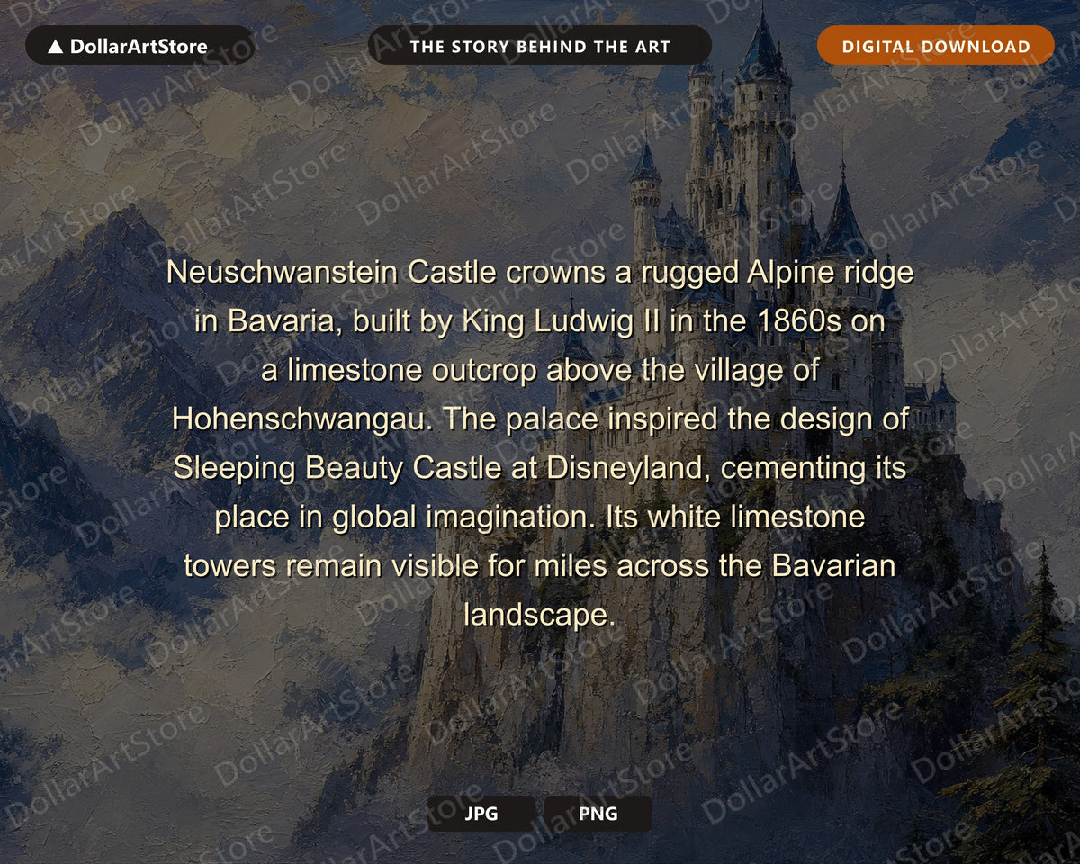 Cozy Castle Landscape Frame TV Art, Samsung Frame TV Digital Download, 4K Textured Mountain Scenery