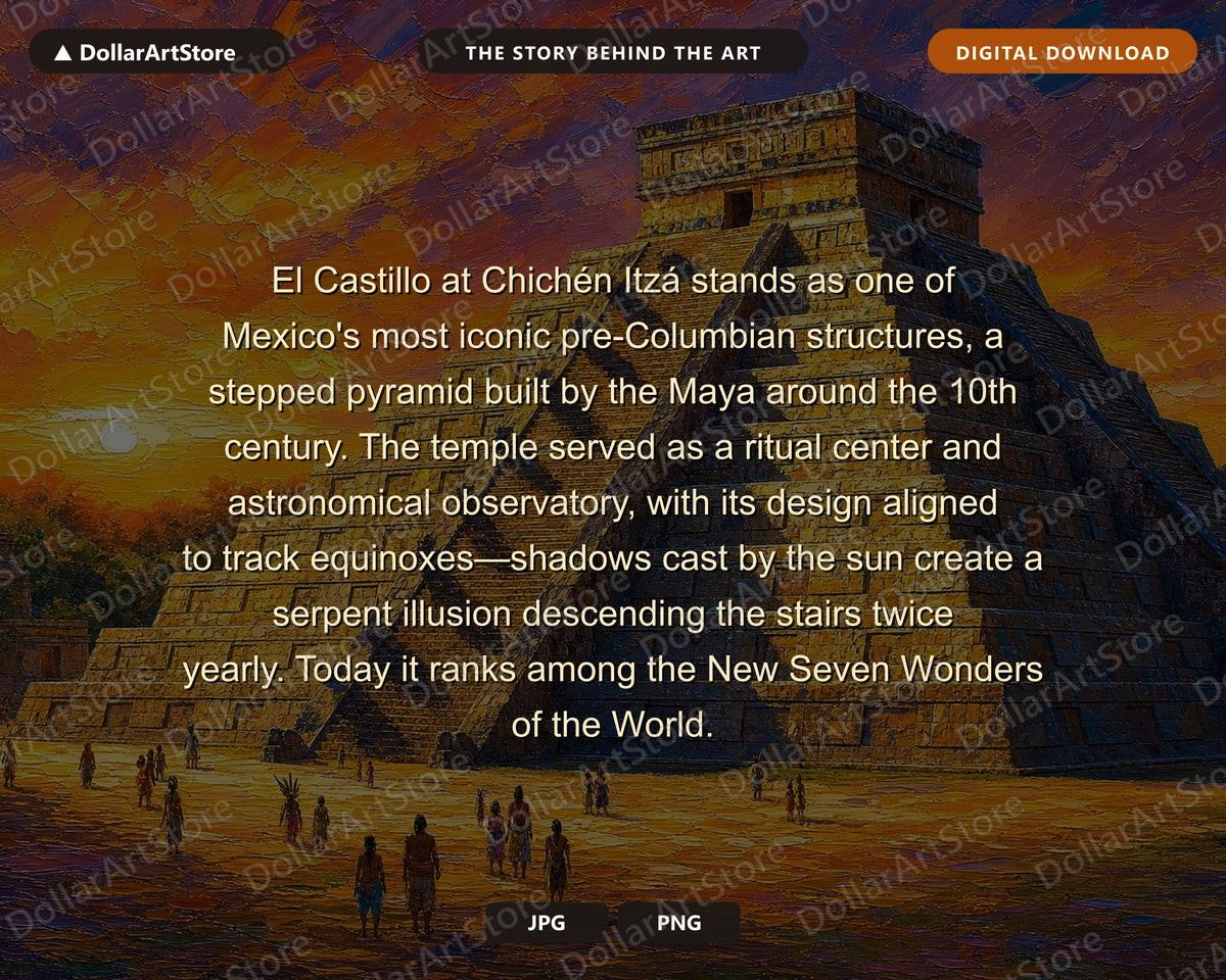 Aztec Pyramid Sunset Frame TV Art, Textured Landscape 4K Digital Download, Samsung Frame TV Screensaver