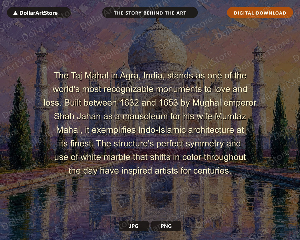 Cozy Taj Mahal Frame TV Art, Samsung Frame TV Digital Download, 4K Textured Scenery