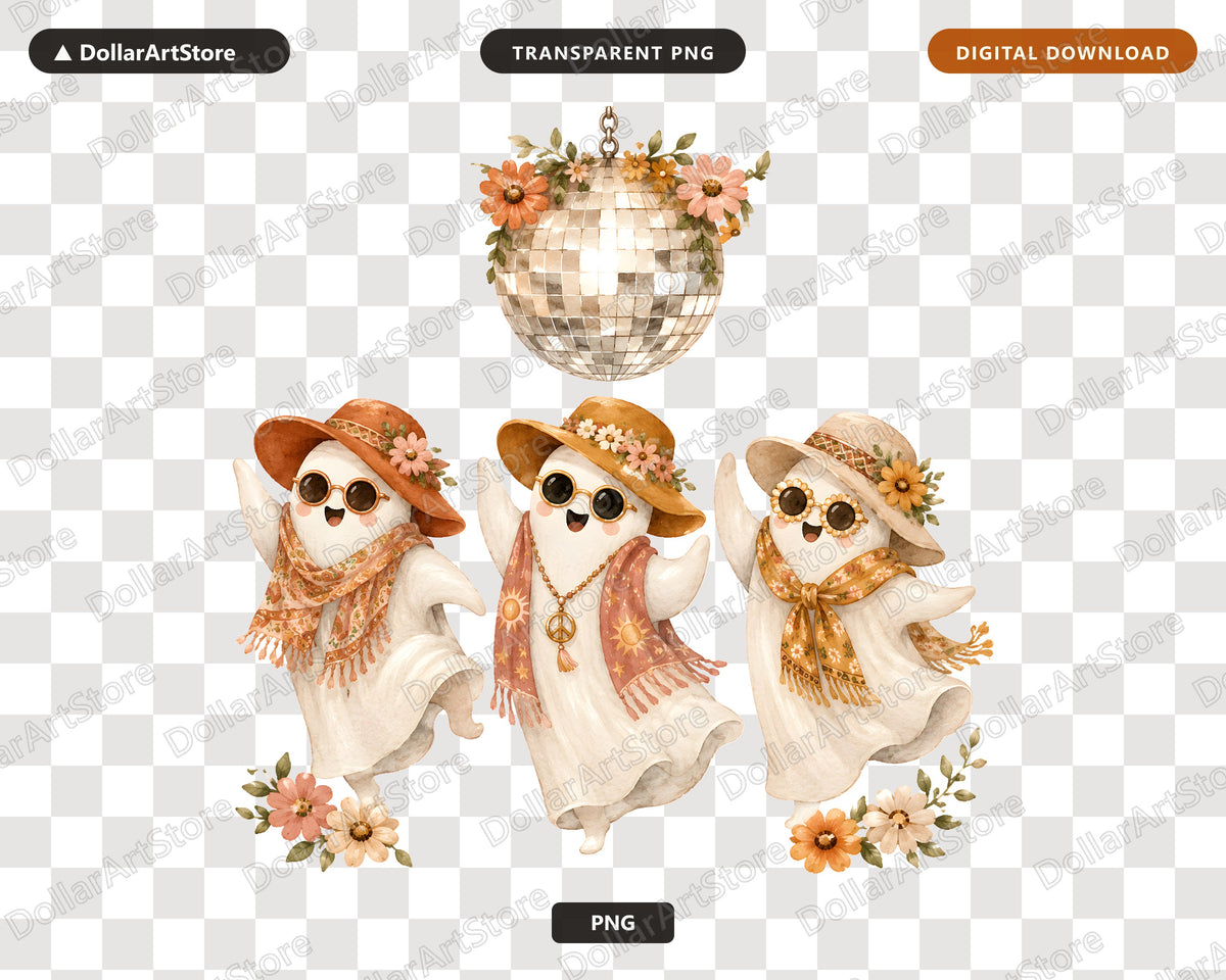 Boho Ghost PNG, Sublimation Design, Retro Halloween Shirt Design Digital Download