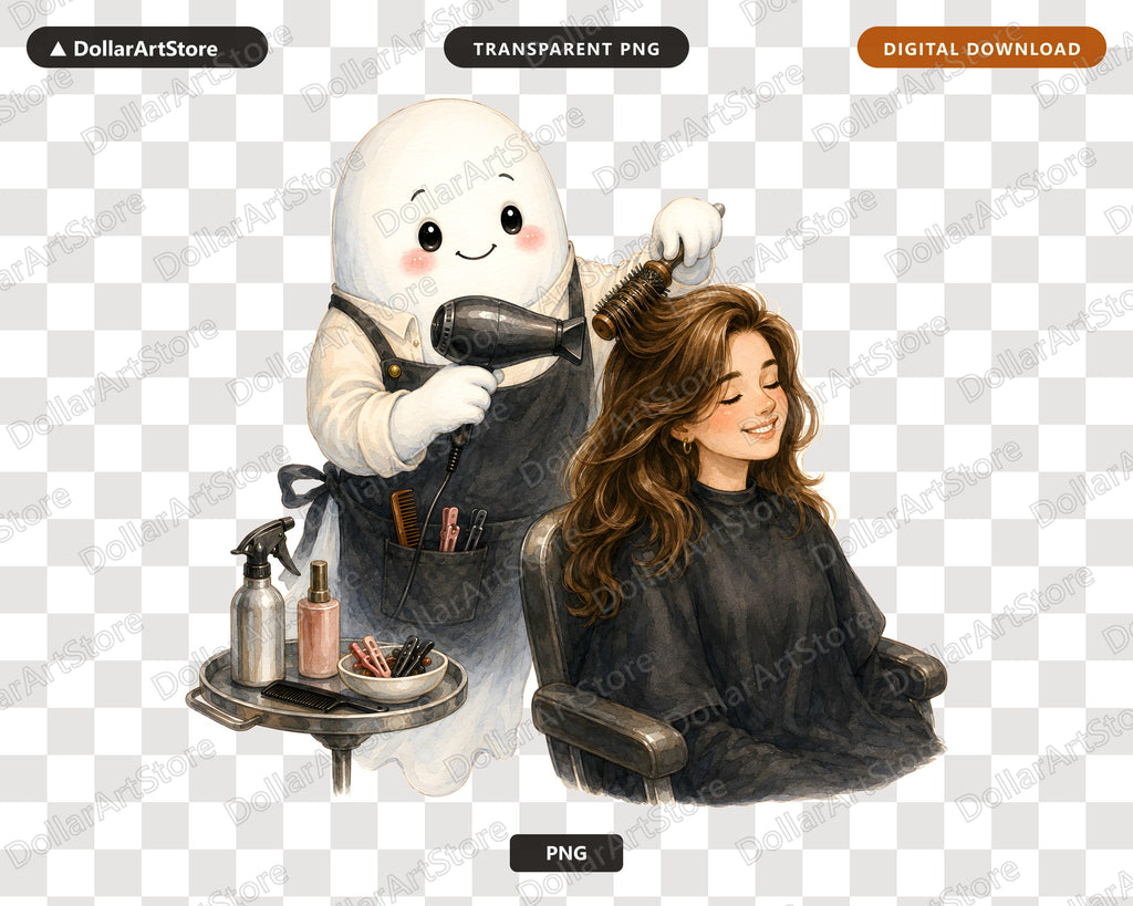 Cute Ghost Hair Stylist PNG, Sublimation Design, Salon Shirt Design Digital Download