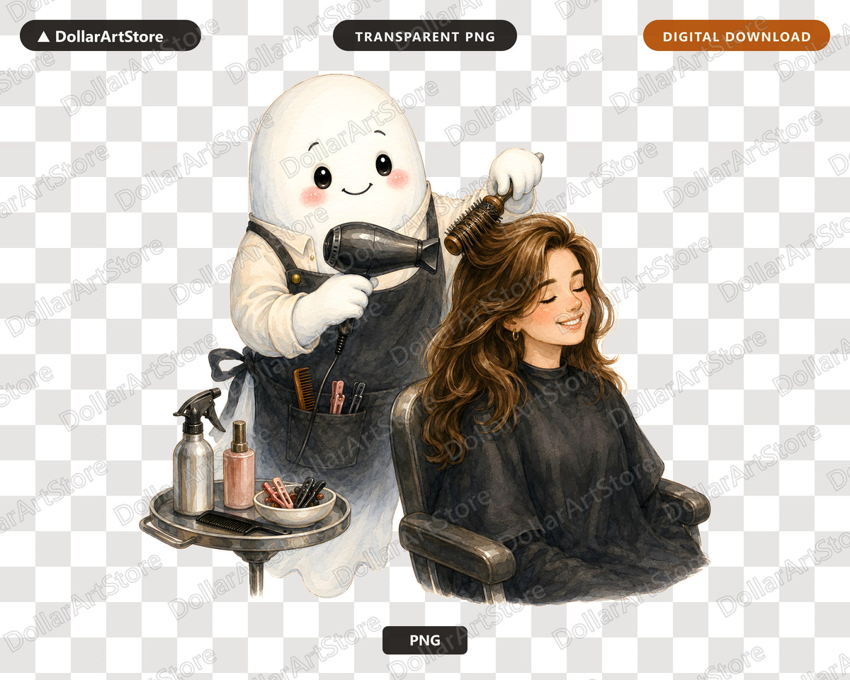 Cute Ghost Hair Stylist PNG, Sublimation Design, Salon Shirt Design Digital Download
