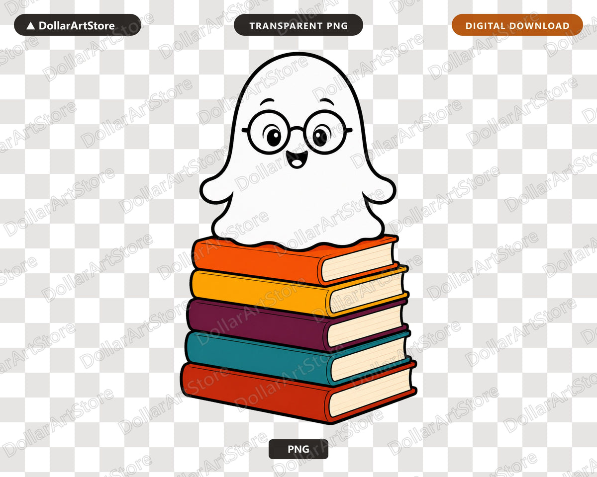 Bookish Ghost PNG, Cute Reading Design, Sublimation Download
