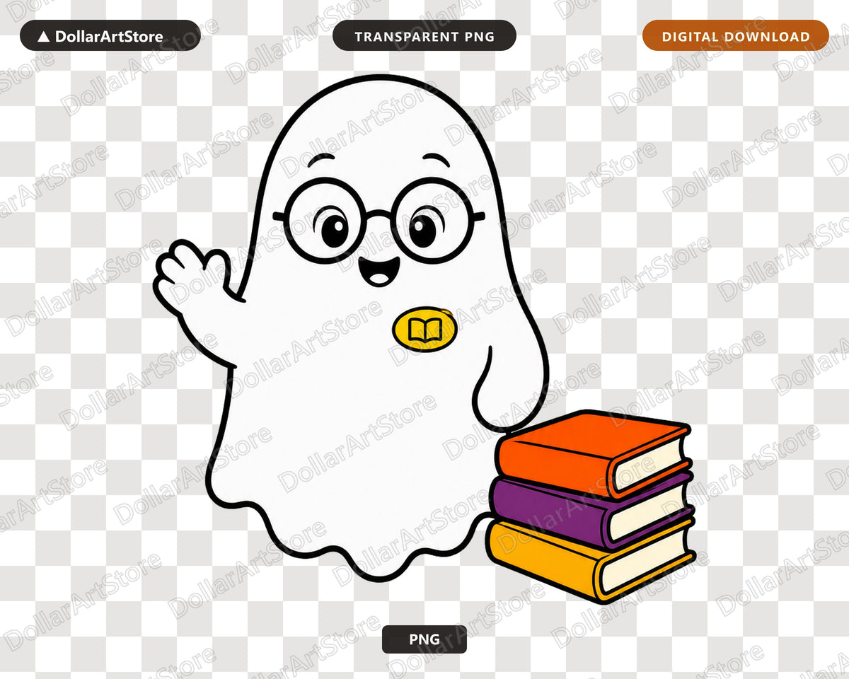 Bookish Ghost PNG, Sublimation Design, Shirt & Tumbler Download